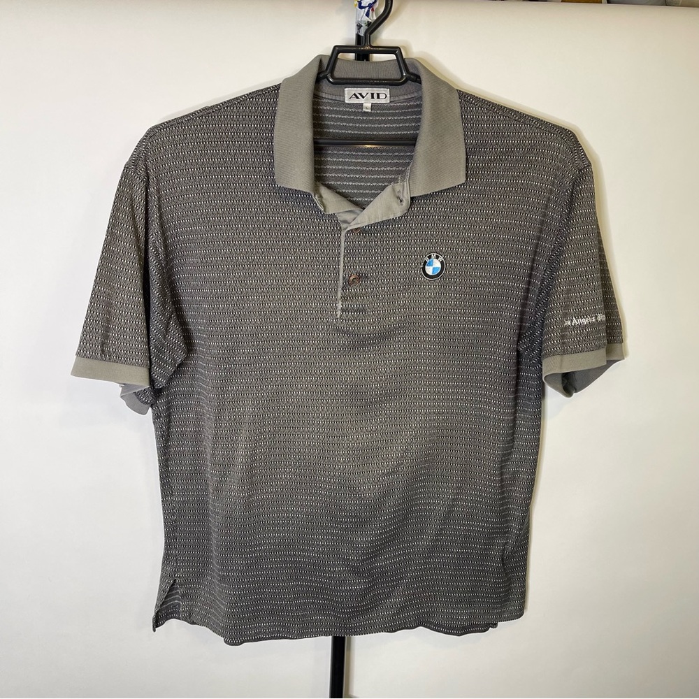 Avid BMW PShort Sleeve Polo Shirt Tan Gray Mens Size L